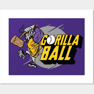 Gorilla Back is Back | Purple & Gold Baseball Posters and Art